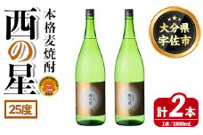 西の星 ビン 25度(1800ml×2本)酒 お酒 焼酎 麦焼酎 アルコール 三和酒類【114001400】【一般社団法人　地域商社USA】