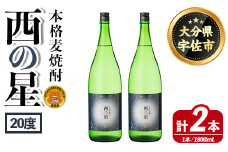 西の星 ビン 20度(1800ml×2本)酒 お酒 焼酎 麦焼酎 アルコール 三和酒類【114001700】【一般社団法人　地域商社USA】