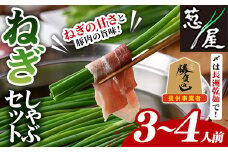 鉄板バル葱屋の ねぎしゃぶセット(3～4人前)ねぎしゃぶ しゃぶしゃぶ 豚肉 ぶた肉 ぶたにく お肉 鍋セット 乾麺 出汁 だし ポン酢 勝負めし【110700800】【葱屋おおくぼ】