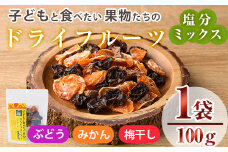 子どもと食べたい果物たちのドライフルーツ 塩分ミックス(100g) ドライフルーツ ぶどう みかん 梅干し フルーツ 果物 砂糖不使用 オイル不使用 塩分補給【100703000】【宮田ファミリーぶどう園】