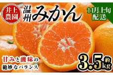 ＜先行予約受付中！11月上旬より順次発送予定＞数量限定 大分県宇佐市産 温州みかん(約3.5kg)みかん ミカン 蜜柑 柑橘 フルーツ 果物 くだもの 果実 国産【103670100】【井上農園】