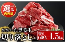 ＜内容量が選べる！＞おおいた豊美牛 切り落とし (計600g・計1.5kg) 牛肉 お肉 切り落とし 切り落し 切落し こま切れ すき焼き 肉じゃが【112100400・112101400】【ミートクレスト】
