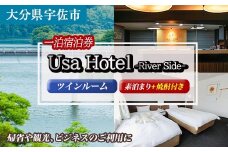 宇佐ホテルリバーサイド 1泊素泊まり宿泊券(ツインルーム・焼酎お土産付き)【117400400】【宇佐ホテルリバーサイド】

