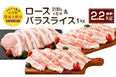 027-108 夢 ポーク ロース 1.2kg バラ スライス 1kg セット 計2.2kg 豚肉 豚バラ 豚スライス