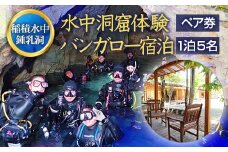 058-252 水中洞窟体験シュノーケリングペア＋いなづみ白山川キャンプ村5名用バンガロー宿泊券