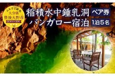 058-253 稲積水中鍾乳洞ペア入場券＋いなづみ白山川キャンプ村1泊5名用バンガロー宿泊券