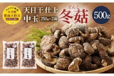015-296x1 豊後大野市産 天日干仕上 中玉 冬菇 どんこ 250g 2袋 合計500g 干ししいたけ 椎茸