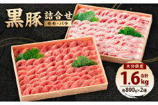 094-448 大分県産 黒豚 詰合せ モモ バラ 2種 計1.6kg 豚バラ 豚肉