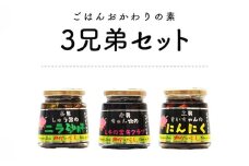 013-930 ごはんおかわりの素 3兄弟セット 加工品 瓶 ギフト 惣菜 ニラ砂肝 にんにく しその実きくらげ