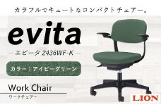 072-1278-I 【アイビーグリーン】ライオン有限会社 ワークチェアー エビータ ( 2436WF-K ) オフィス ワーク チェアー コンパクト ゲーミングチェア ゲーム チェア テレワーク