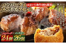 175-1217 【おおいた和牛 100%使用】ハンバーグ ＆ メンチカツ セット 計4kg 牛肉 肉 和牛 おかず 惣菜 冷凍