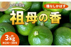 178-1252 祖母の香（種なし） 約3kg （約24～30玉） カボス 青果 かぼす 柑橘 果汁 果物 大分県産 国産 九州産