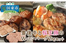 豊後牛と桜王豚のＷハンバーグ2kgセット_1485R