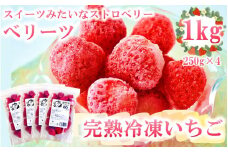 美味しさそのまま！苺屋の冷凍いちご1kg（250g×4P/品種:ベリーツ）_2148R