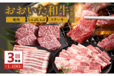 おおいた和牛の3ヶ月定期便 カルビ焼肉 しゃぶしゃぶ 赤身ステーキ _2499R
