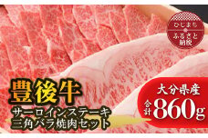 豊後牛サーロインステーキ・三角バラ焼肉セット(合計860g)【1078157】