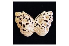 つげ細工 ブローチ(蝶)　約6.5cm×4.5cm【1116503】