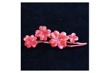 つげ細工 ブローチ(四つ葉のクローバー/拭き漆仕上げ)　約7cm【1116508】