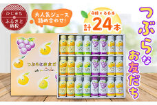 大人気ジュース詰め合わせ!つぶらなお友だち(4種類　各6本セット)_飲料 ジュース ご当地ドリンク お取り寄せ つぶらなカボス つぶらなユズ つぶらなブドウ つぶらなミカン 人気 美味しい ギフト プレゼント 粒入り【1249574】
