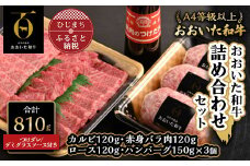 おおいた和牛詰め合わせセット＜合計810g＞つけダレ付(日出町)【1293109】