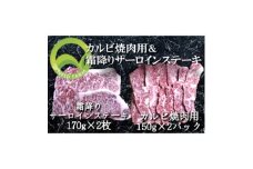 おおいた和牛 カルビ焼肉用&霜降りサーロインステーキ【1395460】