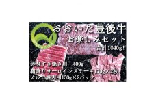 おおいた豊後牛 お楽しみセット(カルビ焼肉・赤身すき焼き・サーロインステーキ)【1395461】