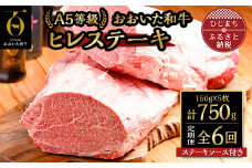 ＜毎月定期便＞おおいた和牛A5等級ヒレステーキ、ステーキソース付き(日出町)全6回【4003376】