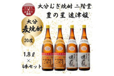 大分むぎ焼酎　二階堂2本と速津媛2本20度(1800ml)4本セット【1455588】
