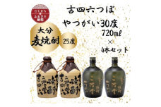 大分むぎ焼酎　二階堂吉四六つぼ25度2本とやつがい30度2本(720ml)4本セット【1455794】