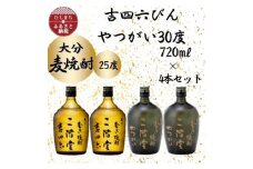 大分むぎ焼酎　二階堂吉四六瓶25度2本とやつがい30度2本(720ml)4本セット【1455820】