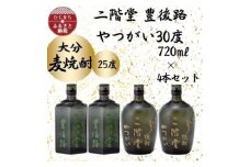 大分むぎ焼酎　二階堂豊後路25度2本とやつがい30度2本(720ml)4本セット【1456131】