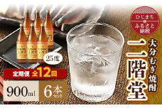 ＜毎月定期便＞大分むぎ焼酎二階堂(25度(900ml)6本) 全12回【4007342】