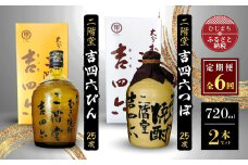 ＜毎月定期便＞二階堂吉四六つぼと吉四六びん25度(720ml)2本セット 全6回【4009958】