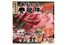＜毎月定期便＞厳選部位 おおいた豊後牛サーロインしゃぶすき焼き用1kg 500g×2(日出町)全6回【4074266】