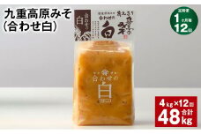 【1ヶ月毎12回定期便】 九重高原みそ （合わせ白） 1kg✕4袋 計48kg （4kg✕12回） 調味料 白みそ 味噌