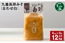 【1ヶ月毎3回定期便】 九重高原みそ （合わせ白） 1kg✕4袋 計12kg （4kg✕3回） 調味料 白みそ 味噌