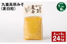 【1ヶ月毎6回定期】 九重高原みそ （麦白粒） 1kg✕4袋 計24kg （4kg✕6回） 麦みそ 味噌 白色系