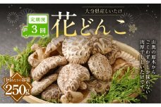 【3ヶ月定期便】大分産しいたけ花どんこ 250g 合計750g 乾燥椎茸 乾燥 しいたけ 干し椎茸 乾し椎茸 乾燥野菜 原木どんこ 花どんこ 大分県 九重町