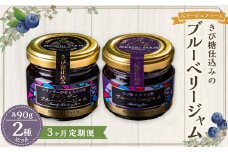 【3ヶ月定期便】きび糖 仕込みの ブルーベリー ジャム 2種 セット 各90g×1瓶 ブルーベリー ジャム 瓶詰め 瓶 