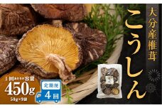 【4ヶ月定期便】大分産椎茸こうしん 450g（50g×9袋）合計1,800g 36袋 乾燥椎茸 乾燥 しいたけ 干し椎茸 乾し椎茸 乾燥野菜 原木こうしん 大分県 九重町