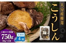 【4ヶ月定期便】大分産椎茸こうしん 750g（50g×15袋）合計3,000g 60袋 乾燥椎茸 乾燥 しいたけ 干し椎茸 乾し椎茸 乾燥野菜 原木こうしん 大分県 九重町