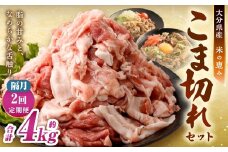 【隔月2回定期便】 大容量 こま切れ 約2kgセット 大分県産豚肉 【米の恵み】 豚肉 パック 約2.0kg×2回 計約4kg こま切れ 万能 小分け
