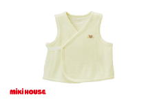 ミキハウス ベビー 無撚糸 パイルボーダー 胴着 ( 黄 ) ベビー ベビー服 ベビー用品 胴着 ベビーベスト ベスト 無撚糸 パイル ボーダー 黄 ミキハウス 赤ちゃん 体温調節 紐 ホックボタン 簡単 着替え ふんわり やわらか 吸水性 ソフト 綿 オールシーズン フリーサイズ 新生児 半年 6か月
