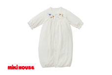 ミキハウス ストレッチパイル ツーウェイオール ( 白 ) ベビー服 ベビー 赤ちゃん 新生児 赤ちゃん服 ベビー用品 ベビーグッズ 出産準備 出産祝い ツーウェイオール ツーウェイドレス カバーオール パイル 生地 ストレッチ どうぶつ 刺繍 白 春 秋 冬 吸水性 柔らかい ヨーク かわいい 上品