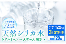 【定期便】天然シリカ天然水 525ml × 40本 3ヶ月【 シリカちゃん～玖珠の天然水～ 】 天然水 シリカ 水 シリカ天然水 常温保存 長期保存 天然 国産 天然水 ミネラルウォーター シリカ 軟水 健康 ミネラル 飲料水 備蓄 防災 健康 九州 採水 吸収率 高い 安全 含有量72mg 硬度43.1 備蓄 防災 含有量 天然 シリカ成分 SDGs