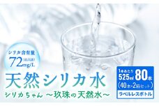 天然 シリカ 水 525ml × 40本 × 2箱 ＜シリカちゃん〜玖珠の天然水〜＞ ラベルレス 天然水 シリカ水 ミネラルウォーター 大分県 国産 天然シリカ 水 シリカ水 ミネラルウォーター 国産 保存可能 水 ペットボトル 長期保存水 備蓄水 備蓄用 非常災害備蓄用 災害 避難用品 防災 SDGs