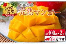 ◇「宮崎満喫」　完熟マンゴー約400g×2玉　3回定期便
