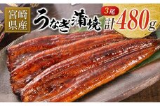宮崎県産 うなぎ 蒲焼 3尾 計480g 個包装 長焼 国産 鰻