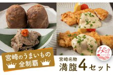 宮崎県名物満腹セット(チキン南蛮2種4個・鶏もも炭火焼2袋・黒豚肉巻おにぎり3個)_M016-002