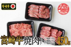 宮崎牛焼肉450gセット(バラ、モモ、ウデ/各150g)_M109-009